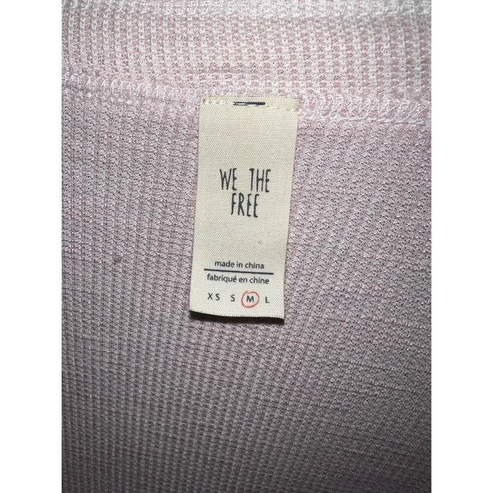 Free People Shirt Womens M Bubble Tee Tops Blouson puff Sleeves embroidered Pink